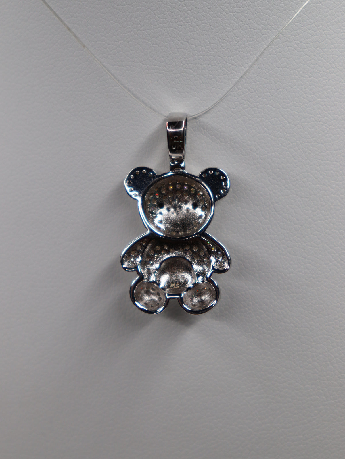 925 Sterling Silver Moissanite Teddy Bear Pendant