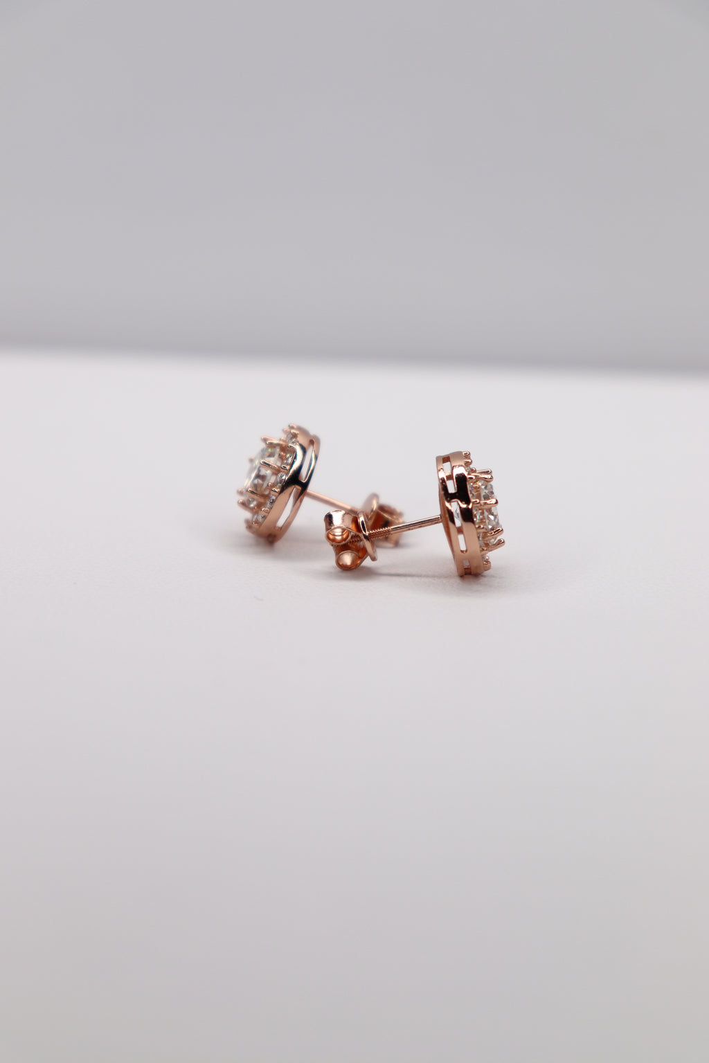 Rosé Halo Moissanite 10K Rose Gold-Plated 925 Sterling Silver Screw-Back Studs