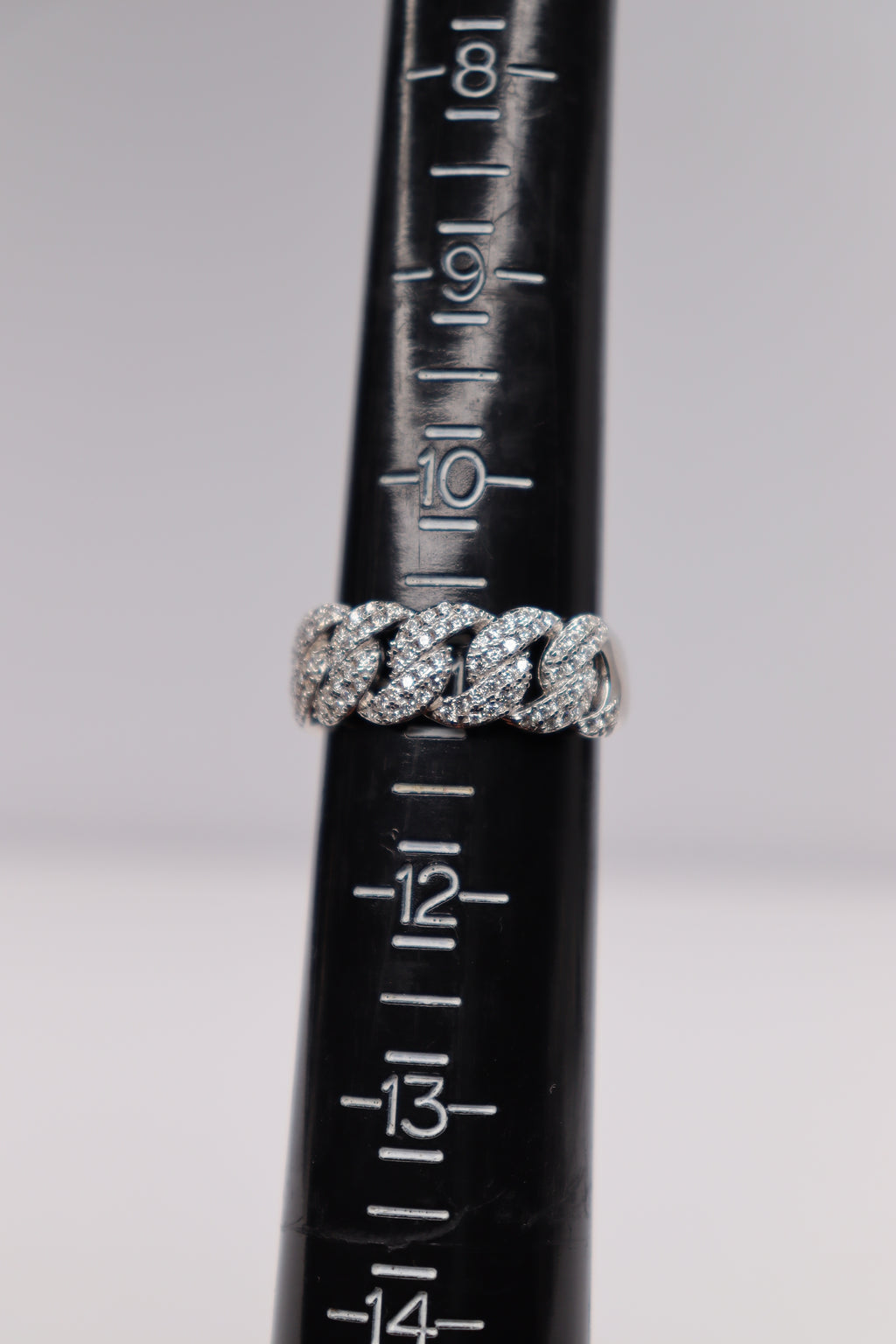925 Sterling Silver Moissanite Cuban Link Ring – Size 11