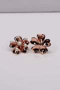 Rose Gold Plated 925 Sterling Silver Pearl Flower Stud Earrings