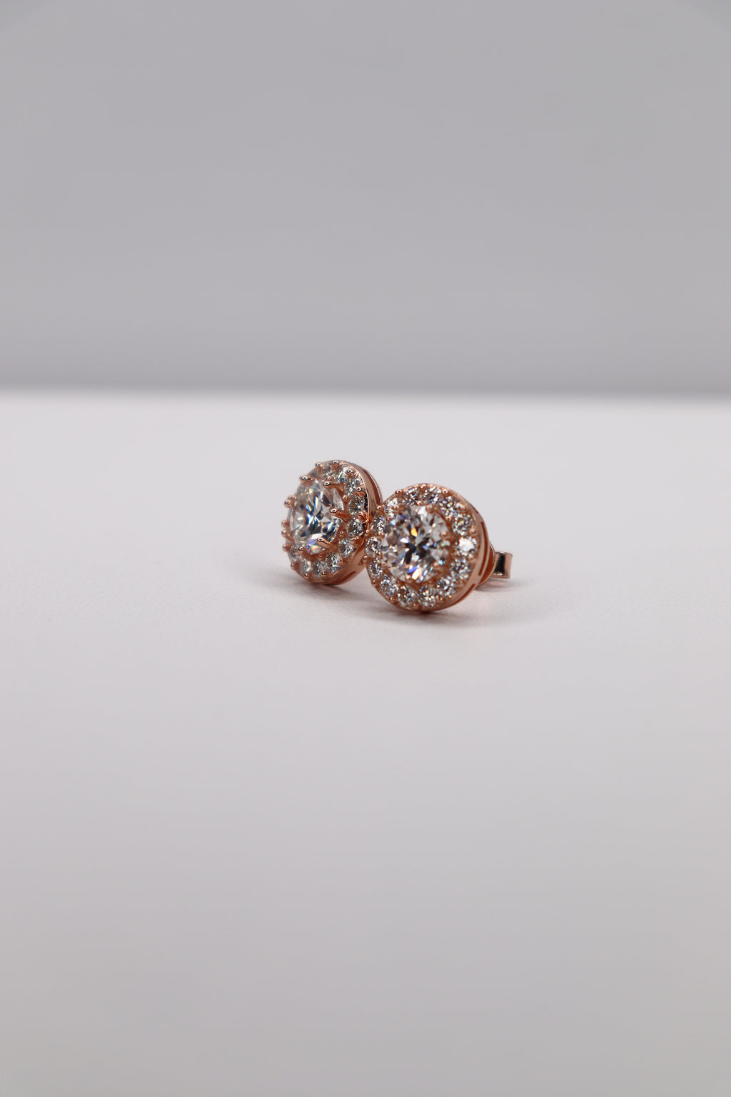 Rosé Halo Moissanite 10K Rose Gold-Plated 925 Sterling Silver Screw-Back Studs