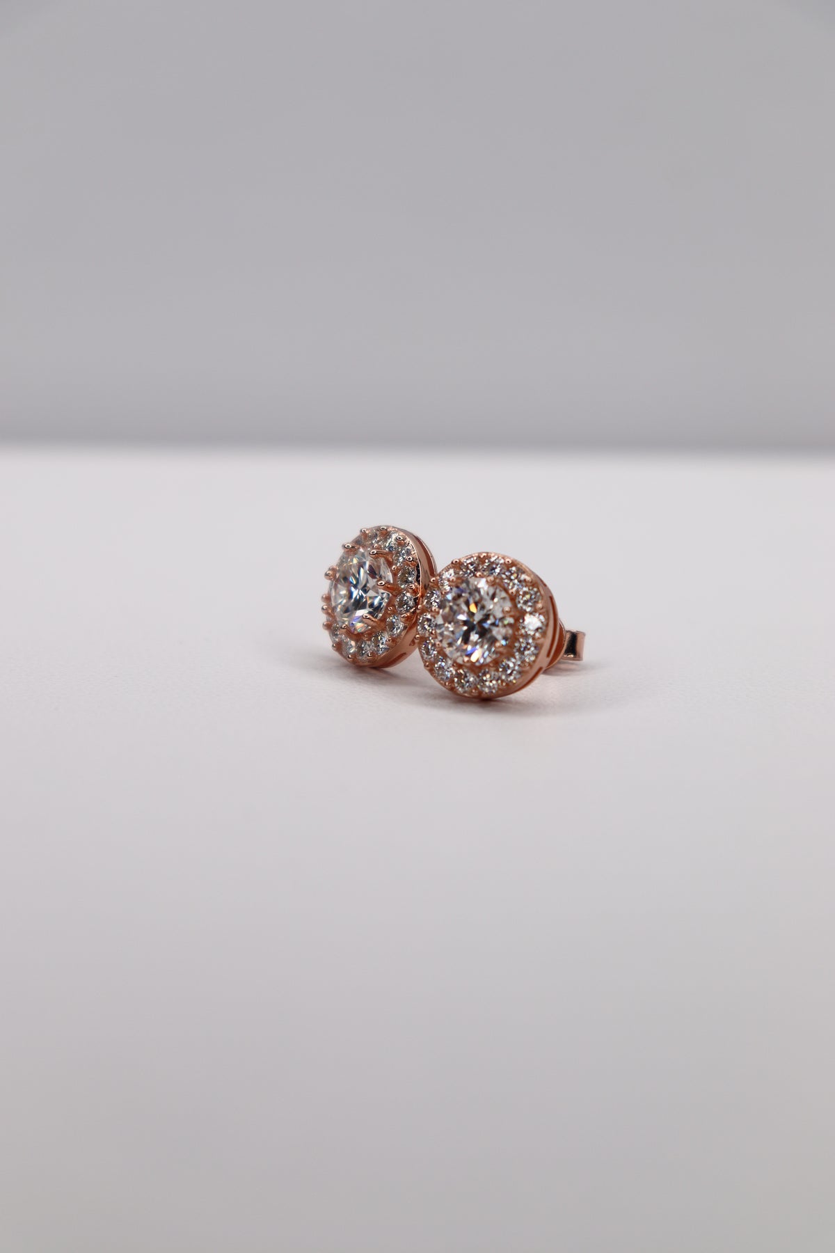 Rosé Halo Moissanite 10K Rose Gold-Plated 925 Sterling Silver Screw-Back Studs