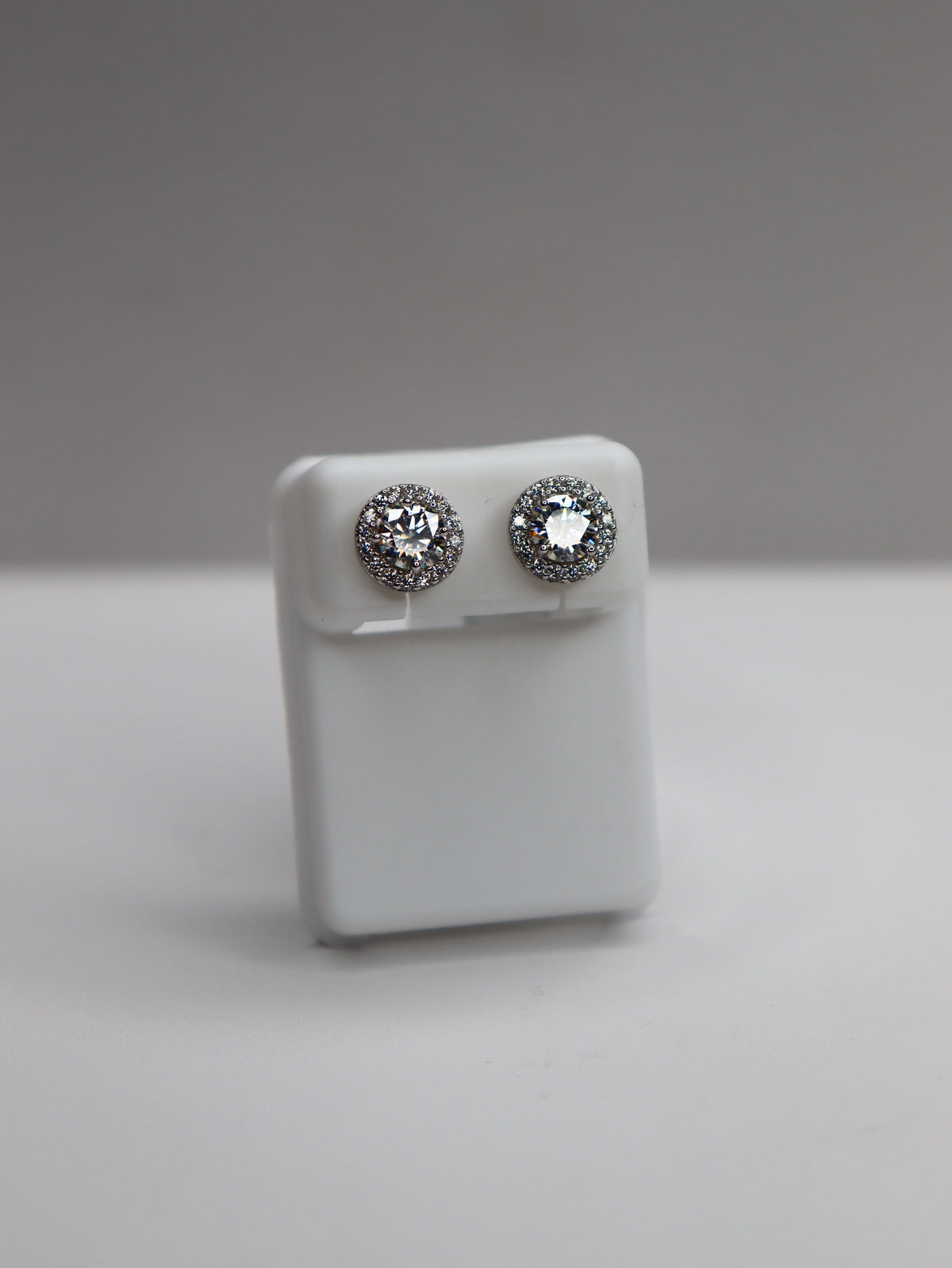 Lustre Halo 925 Sterling Silver Moissanite Screw-Back Studs