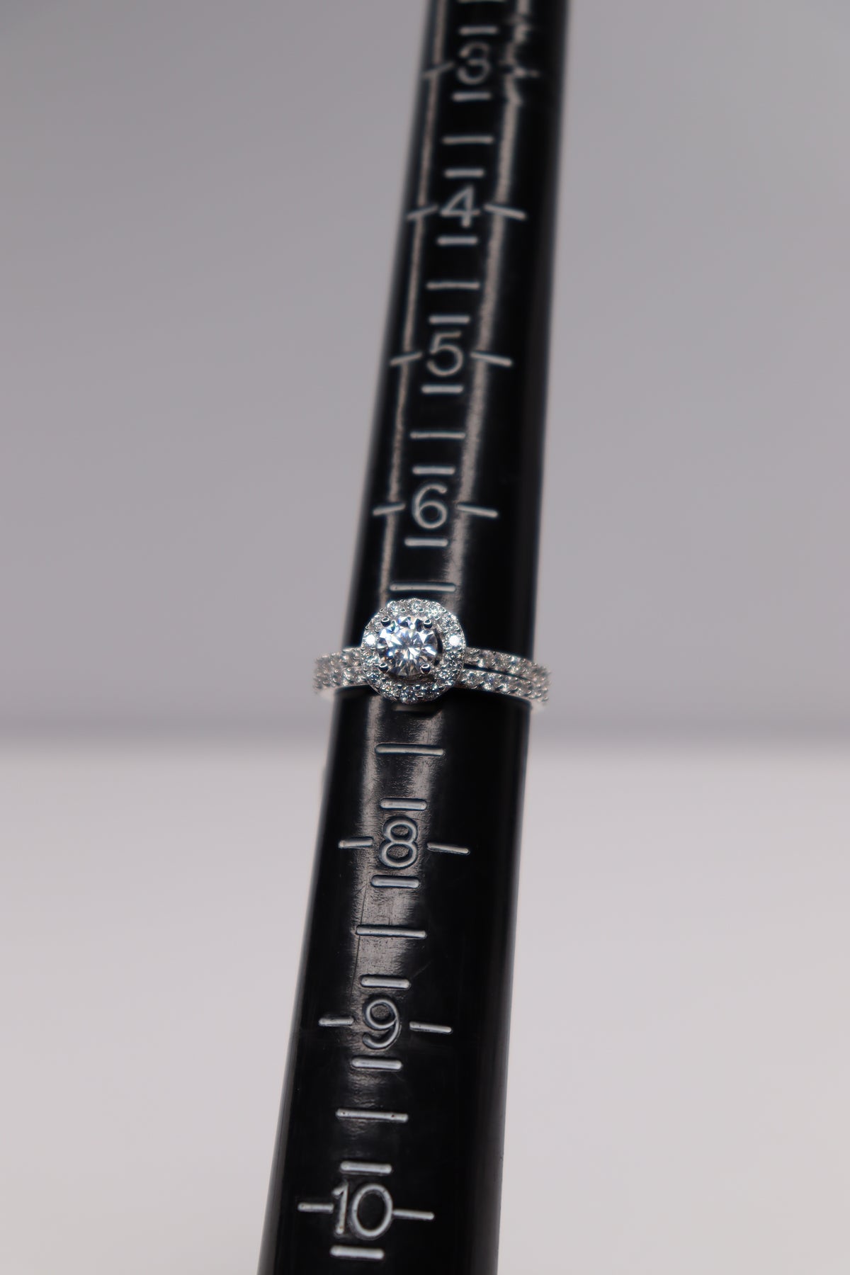 925 Sterling Silver Moissanite Bridal Ring Set – Size 7 | Halo Engagement Ring + Matching Wedding Band