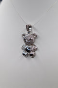 925 Sterling Silver Moissanite Teddy Bear Pendant