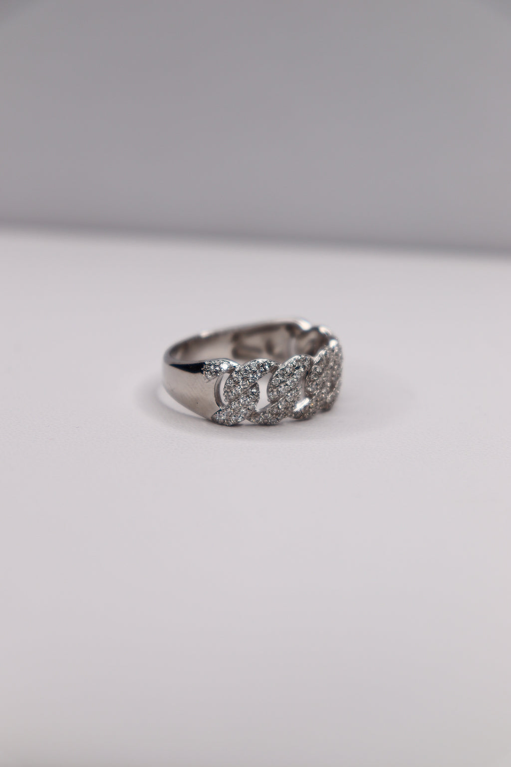 925 Sterling Silver Moissanite Cuban Link Ring – Size 11