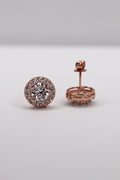 Rosé Halo Moissanite 10K Rose Gold-Plated 925 Sterling Silver Screw-Back Studs