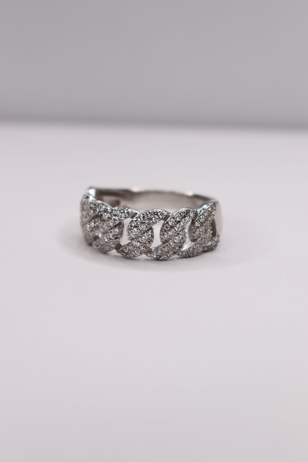 925 Sterling Silver Moissanite Cuban Link Ring – Size 11