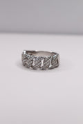 925 Sterling Silver Moissanite Cuban Link Ring – Size 11