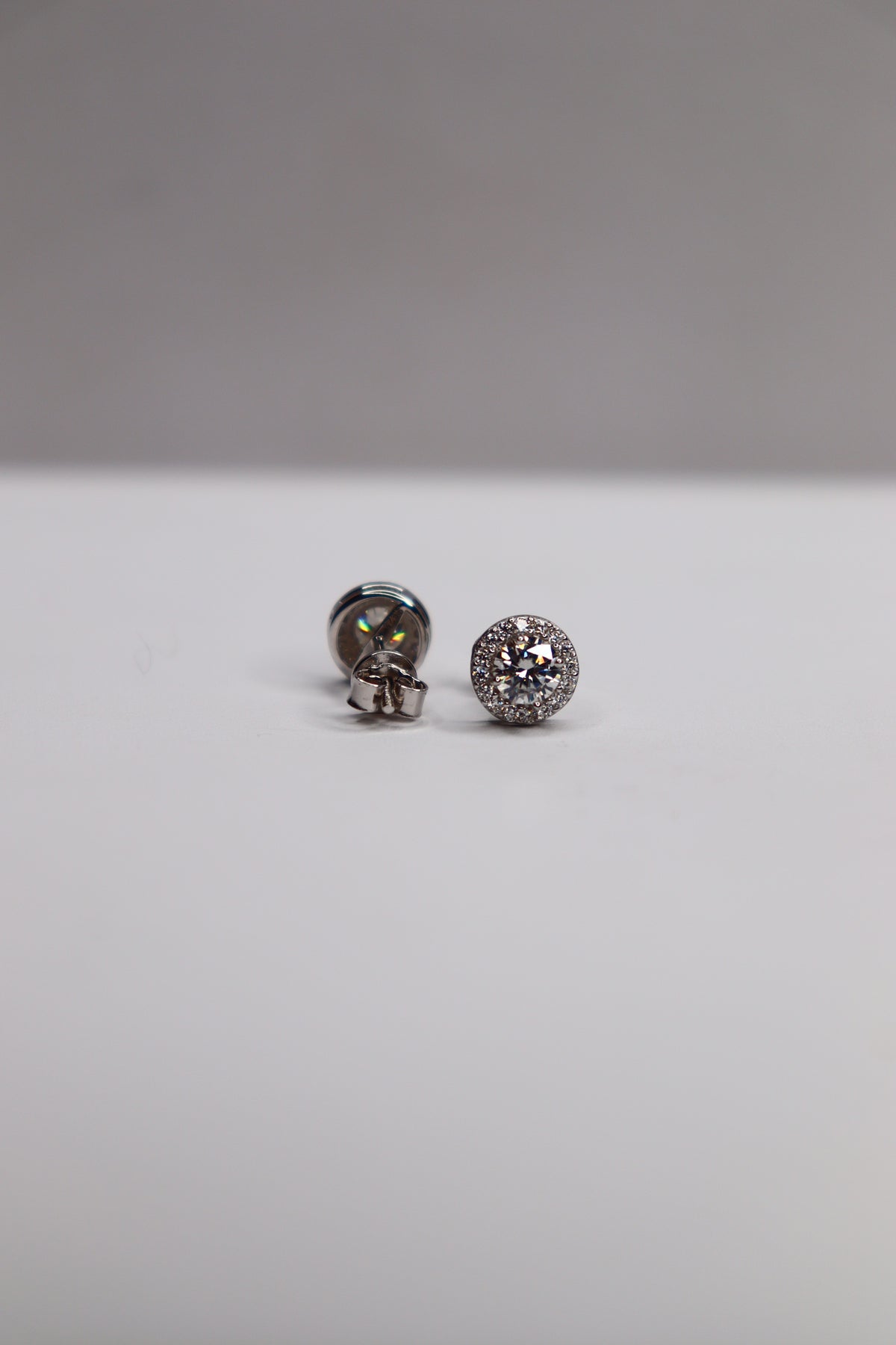 Lustre Halo 925 Sterling Silver Moissanite Screw-Back Studs