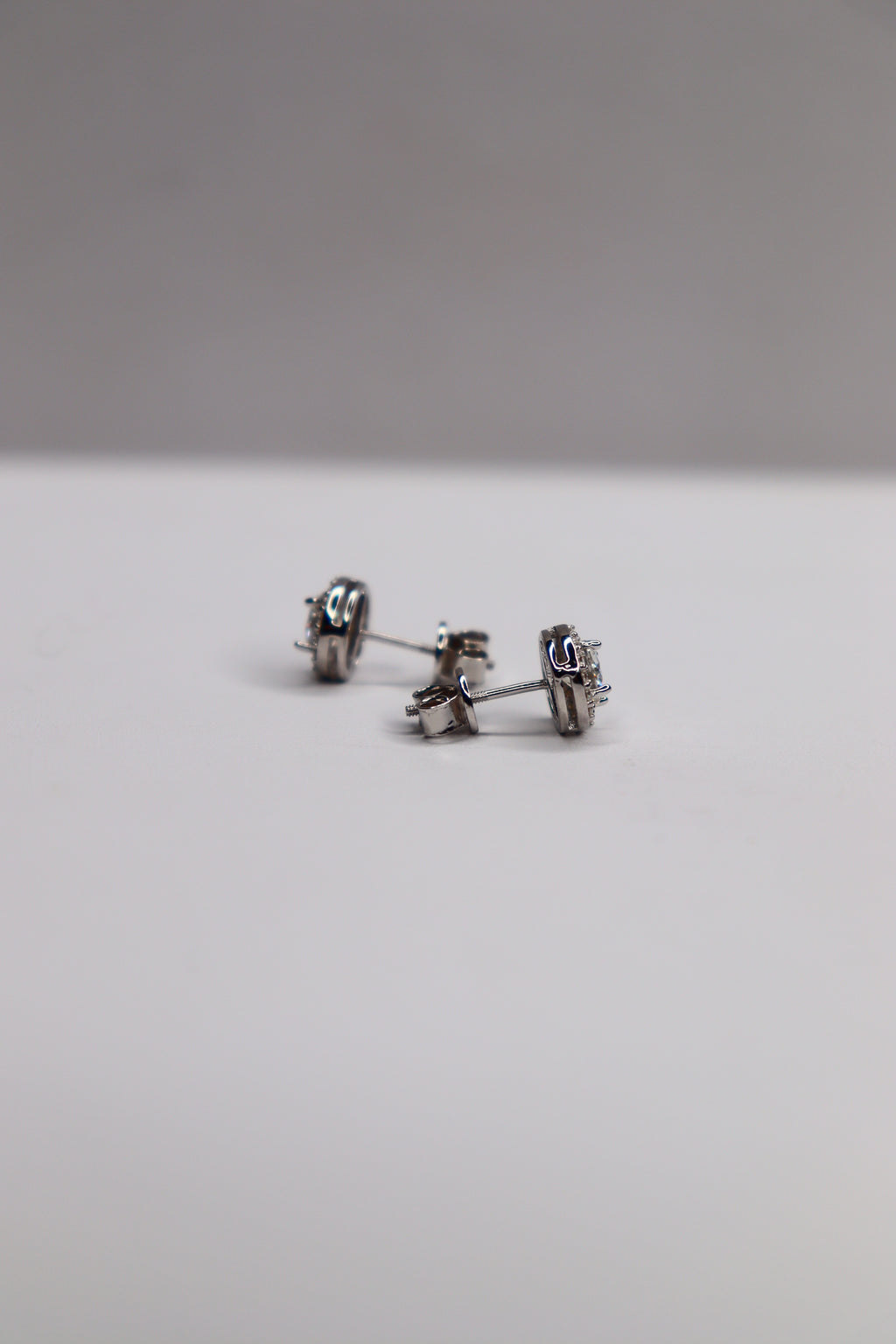 Lustre Halo 925 Sterling Silver Moissanite Screw-Back Studs