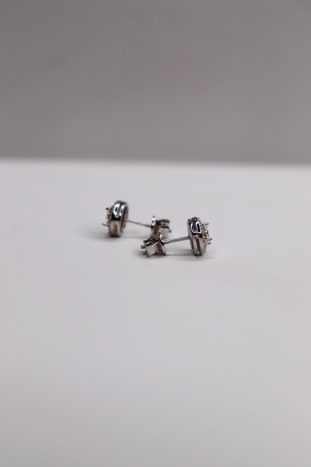 Lustre Halo 925 Sterling Silver Moissanite Screw-Back Studs