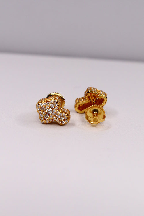 Gold Cross Moissanite 925 Sterling Silver Screw-Back Studs