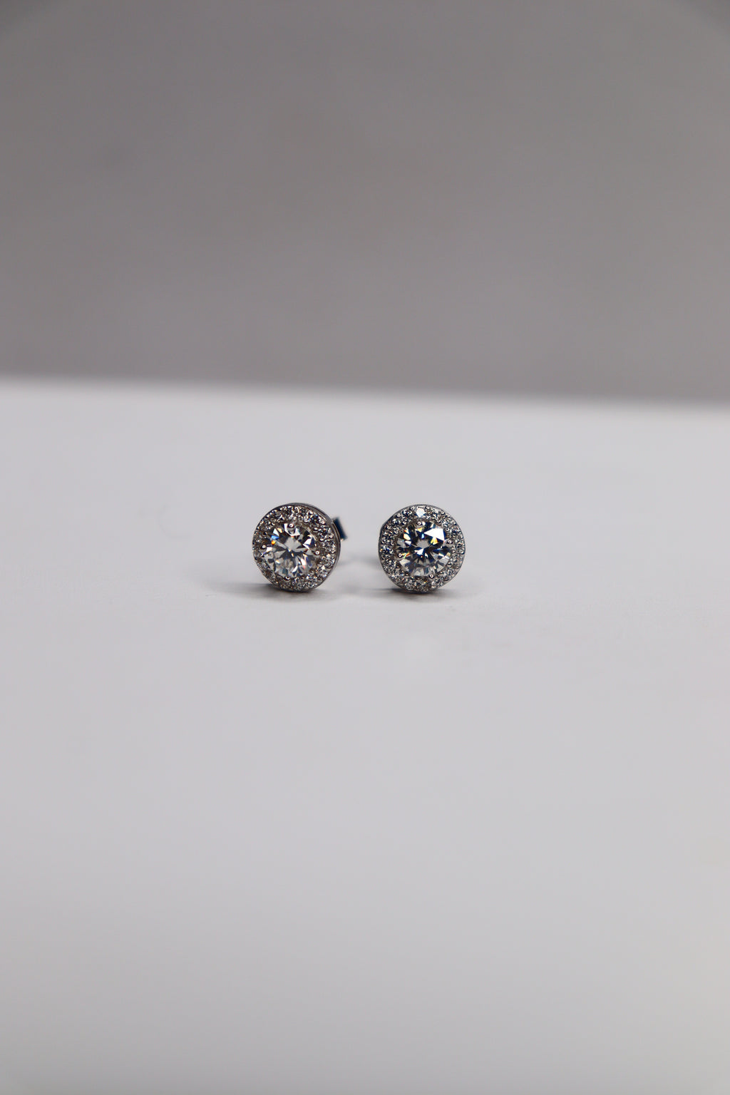 Lustre Halo 925 Sterling Silver Moissanite Screw-Back Studs