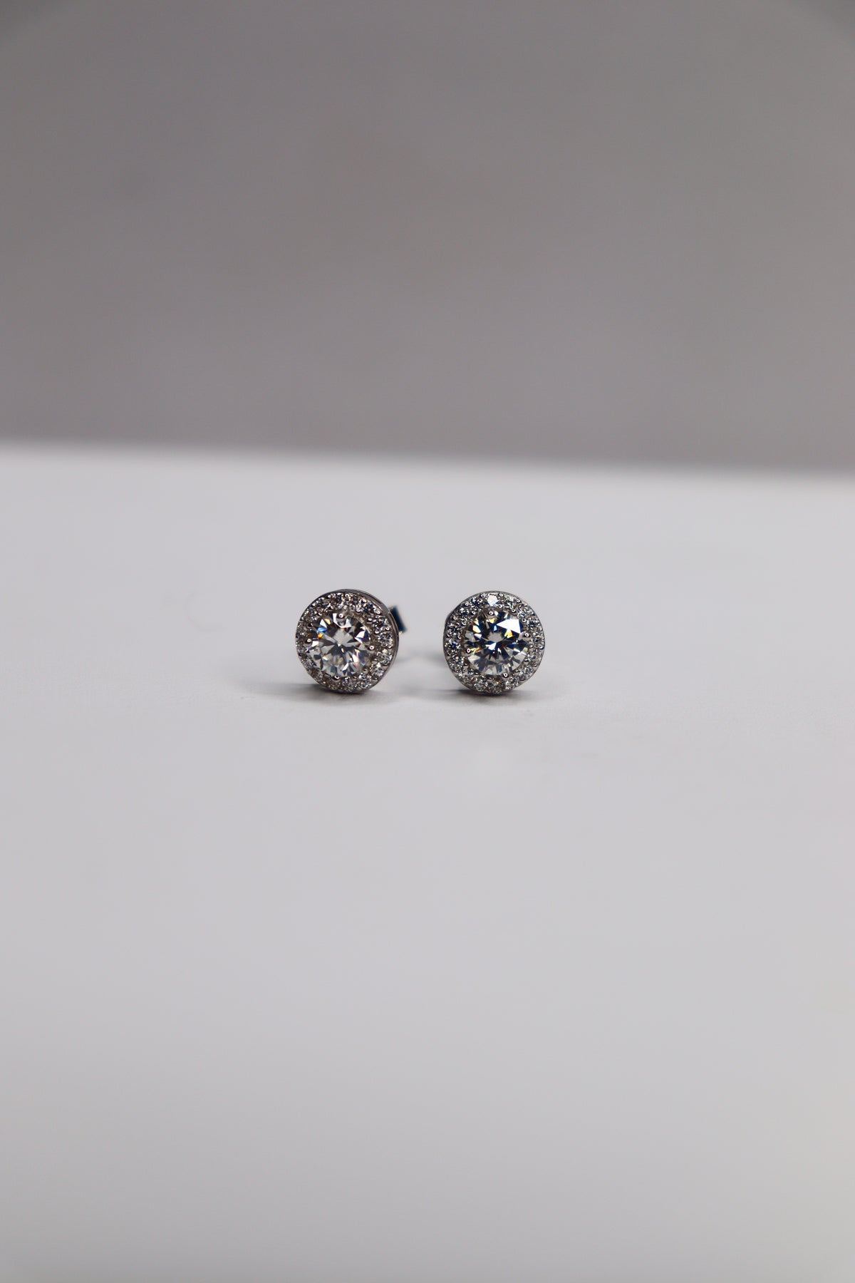 Lustre Halo 925 Sterling Silver Moissanite Screw-Back Studs