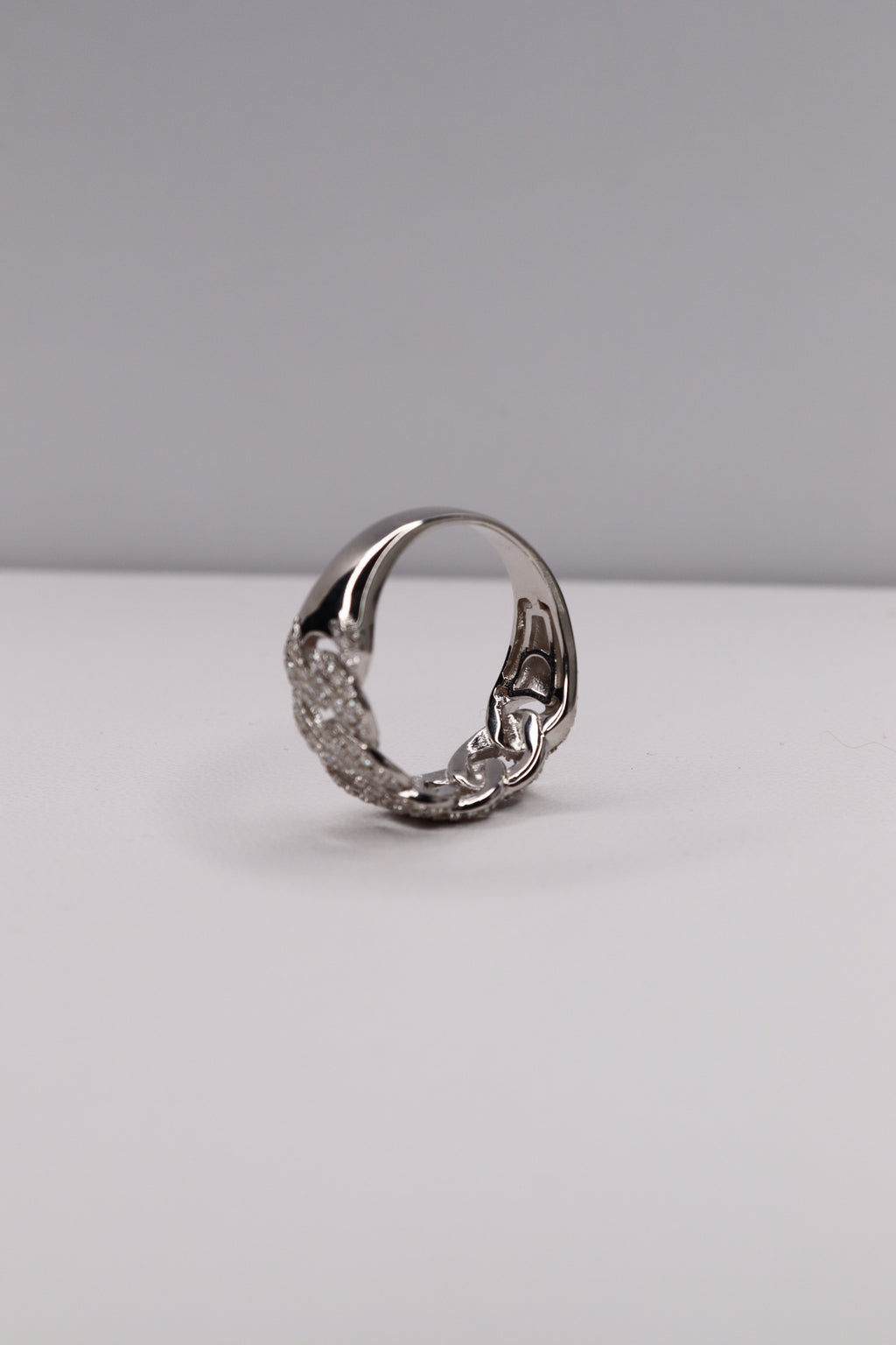 925 Sterling Silver Moissanite Cuban Link Ring – Size 11