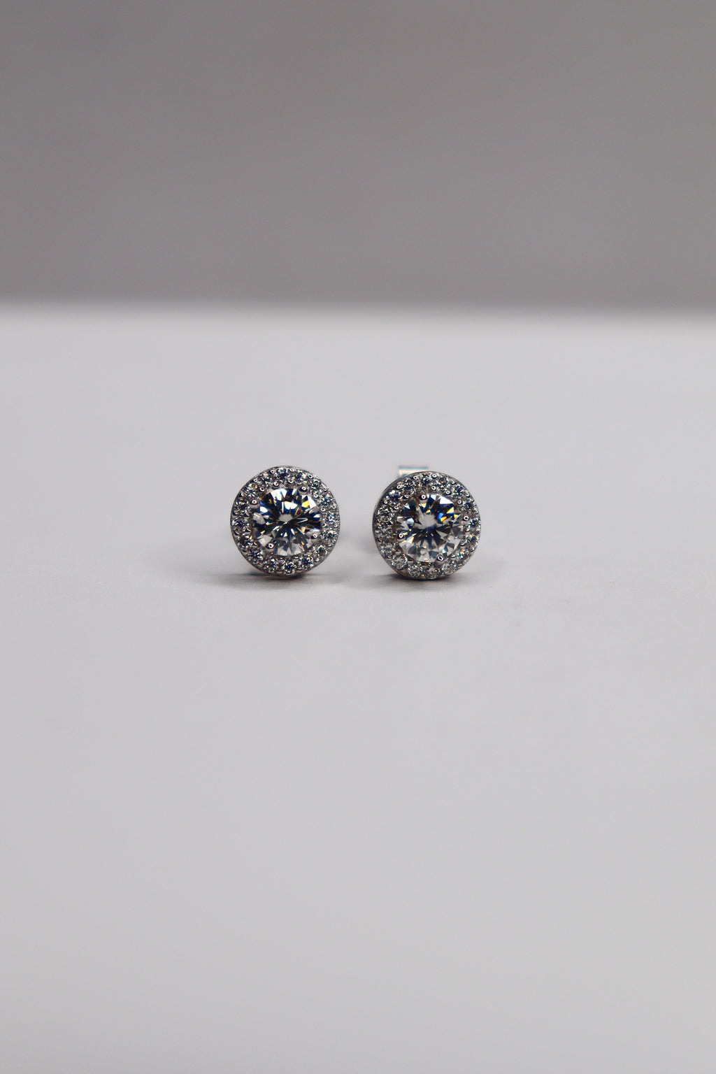 Lustre Halo 925 Sterling Silver Moissanite Screw-Back Studs