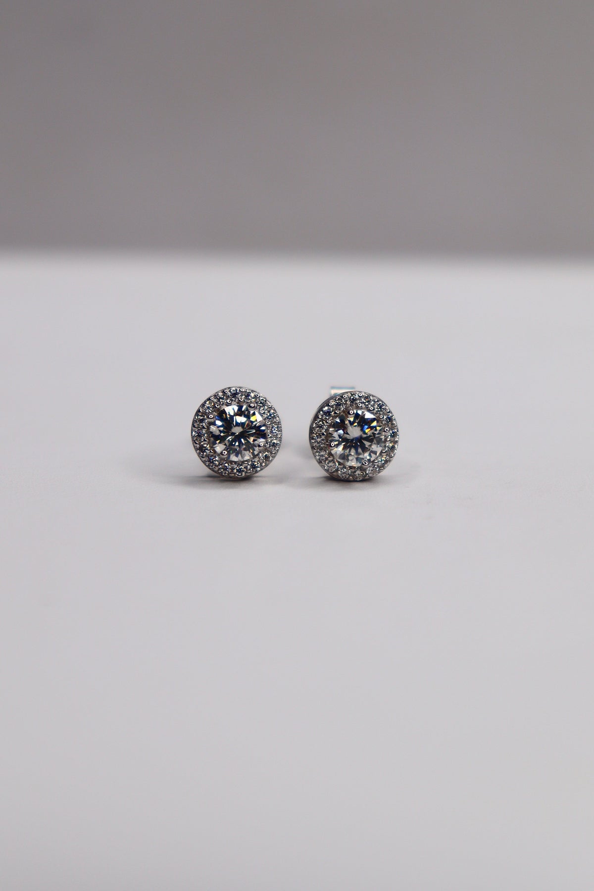 Lustre Halo 925 Sterling Silver Moissanite Screw-Back Studs