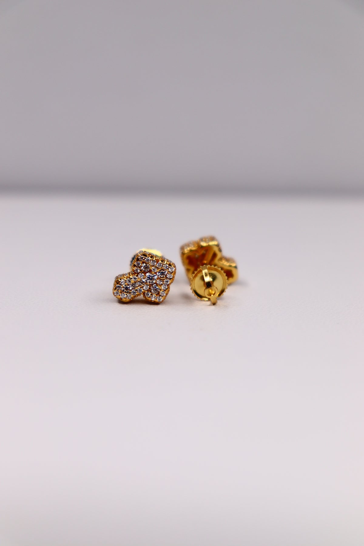 Gold Cross Moissanite 925 Sterling Silver Screw-Back Studs