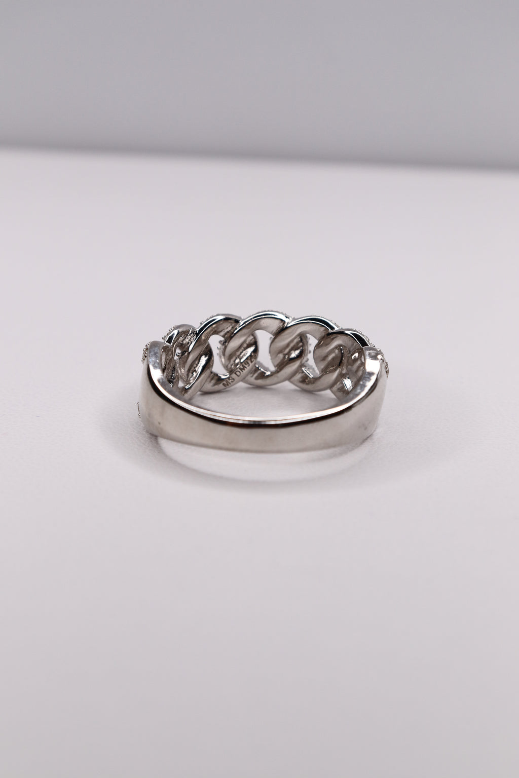 925 Sterling Silver Moissanite Cuban Link Ring – Size 11