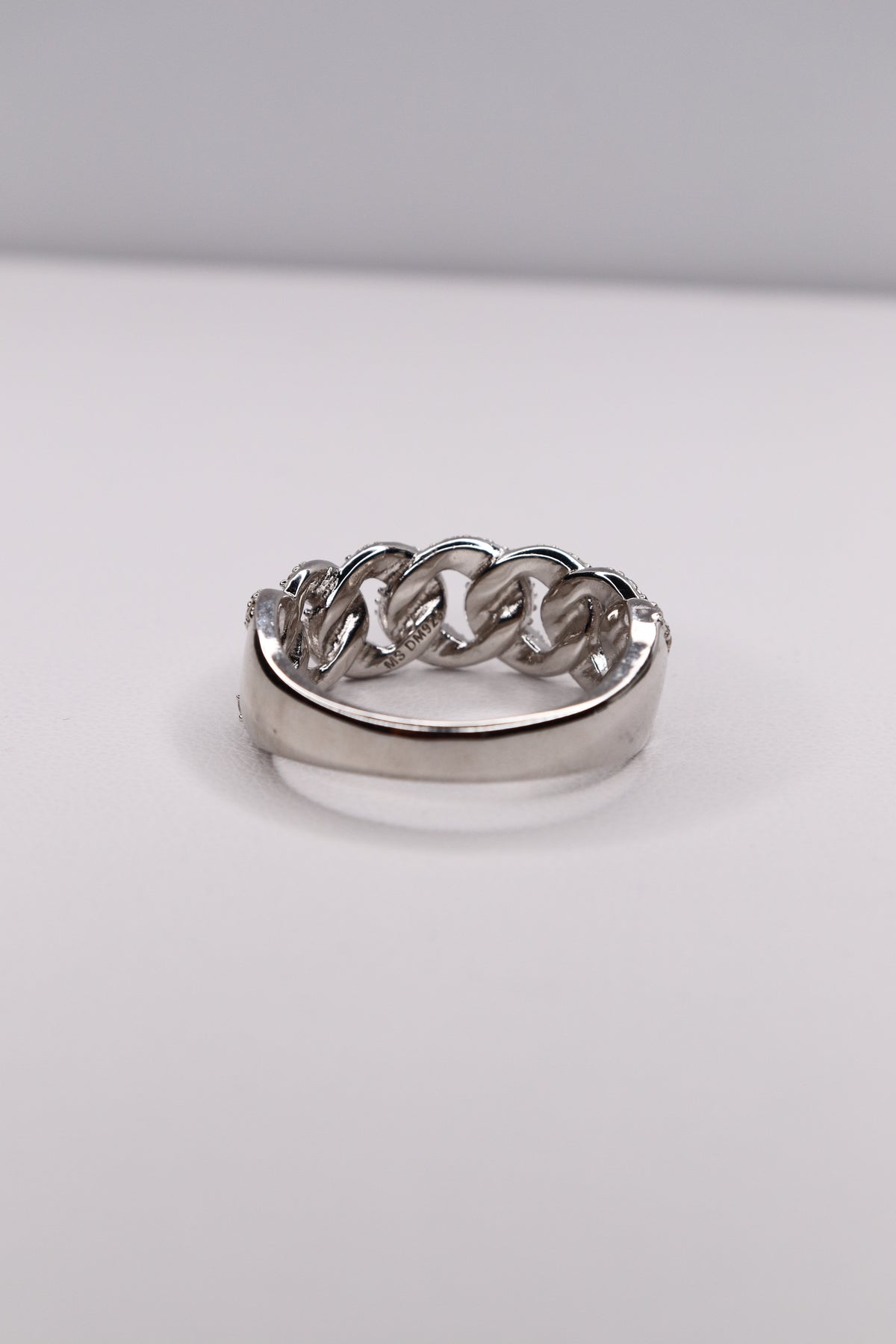 925 Sterling Silver Moissanite Cuban Link Ring – Size 11