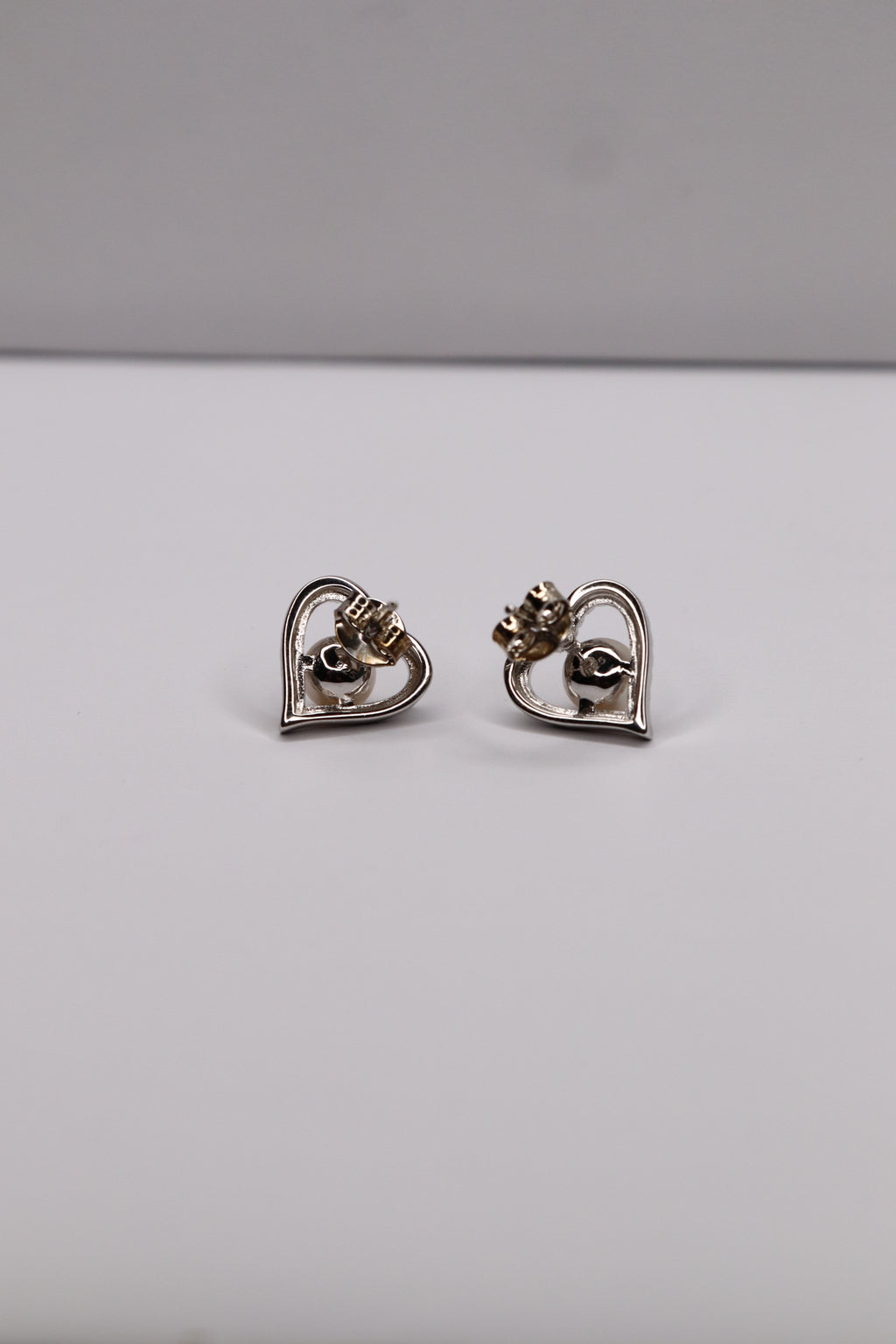 Pearl Embrace 925 Sterling Silver Heart Stud Earrings