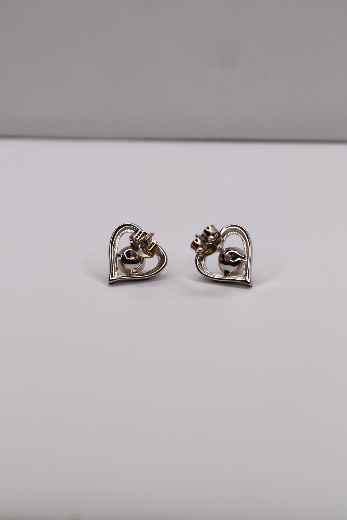 Pearl Embrace 925 Sterling Silver Heart Stud Earrings