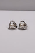 Pearl Embrace 925 Sterling Silver Heart Stud Earrings