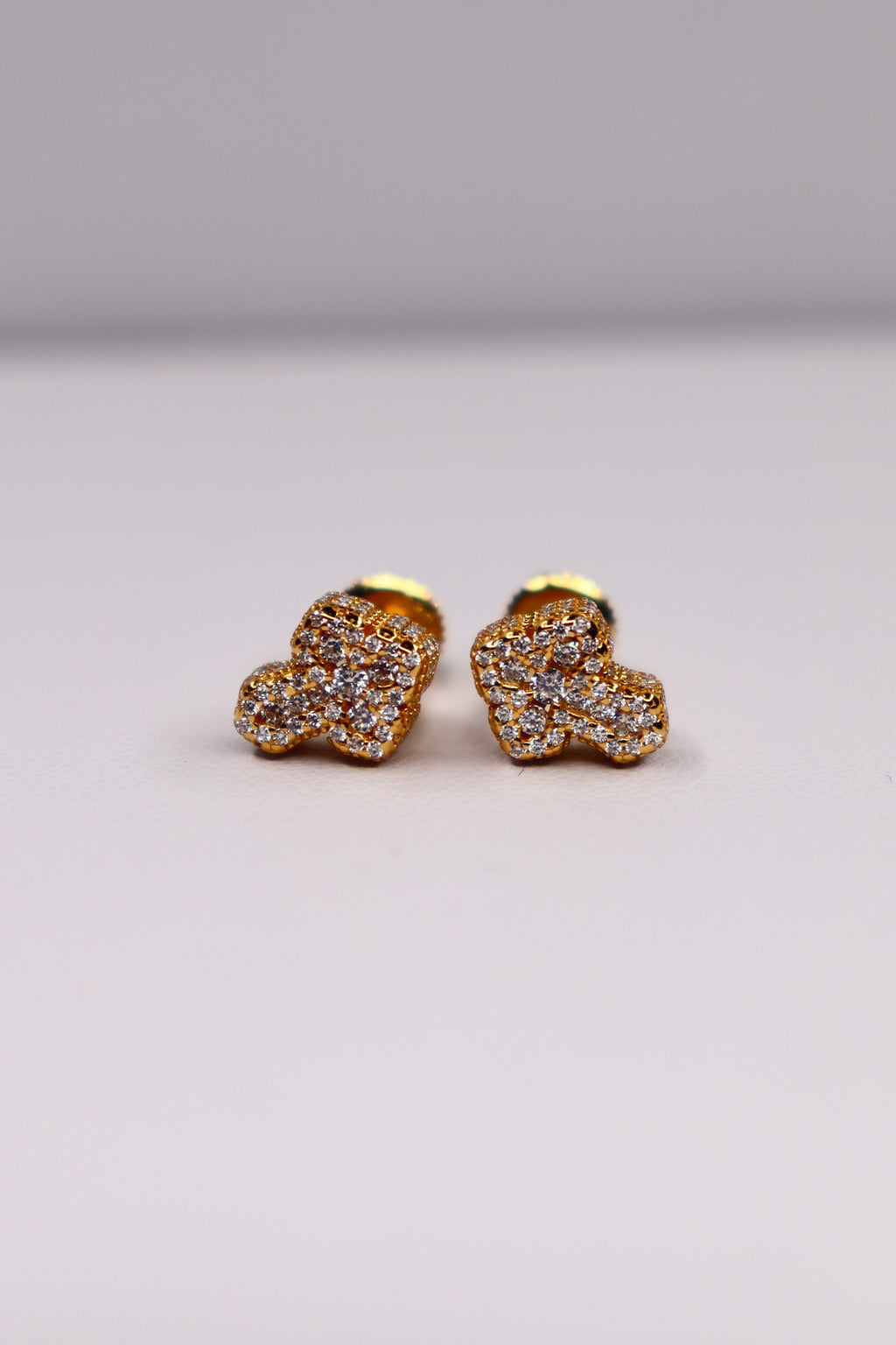 Gold Cross Moissanite 925 Sterling Silver Screw-Back Studs