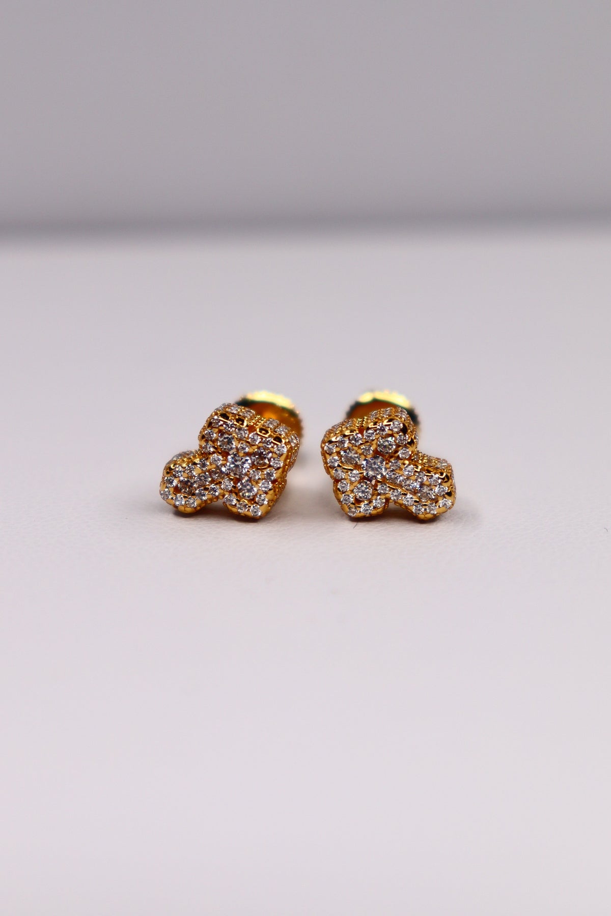 Gold Cross Moissanite 925 Sterling Silver Screw-Back Studs