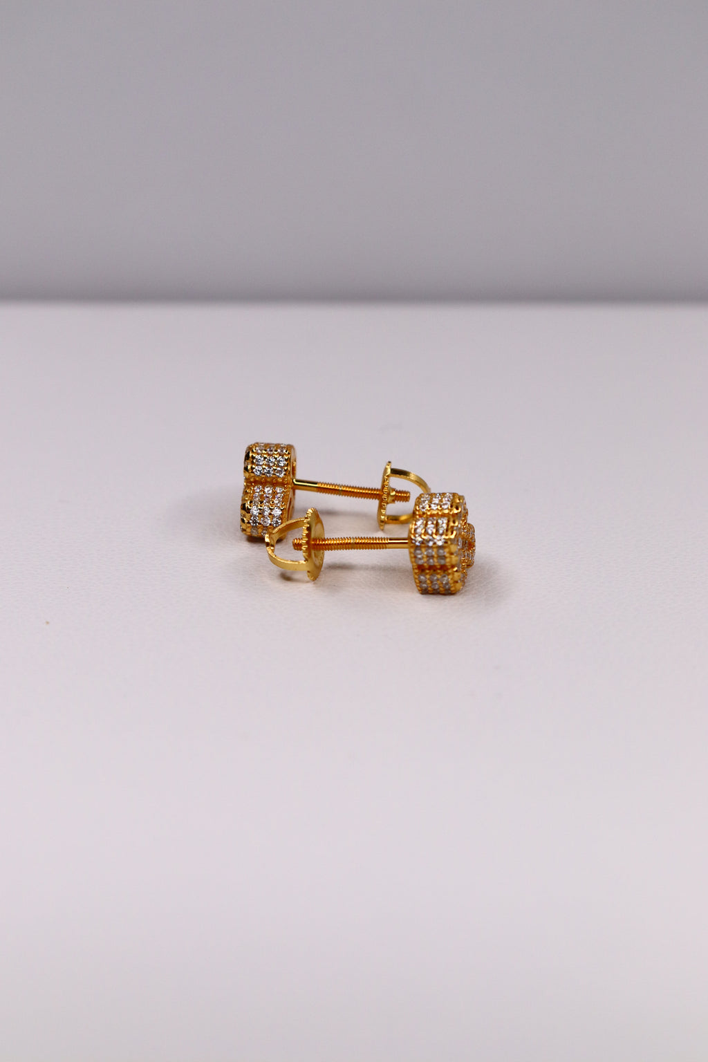 Gold Cross Moissanite 925 Sterling Silver Screw-Back Studs