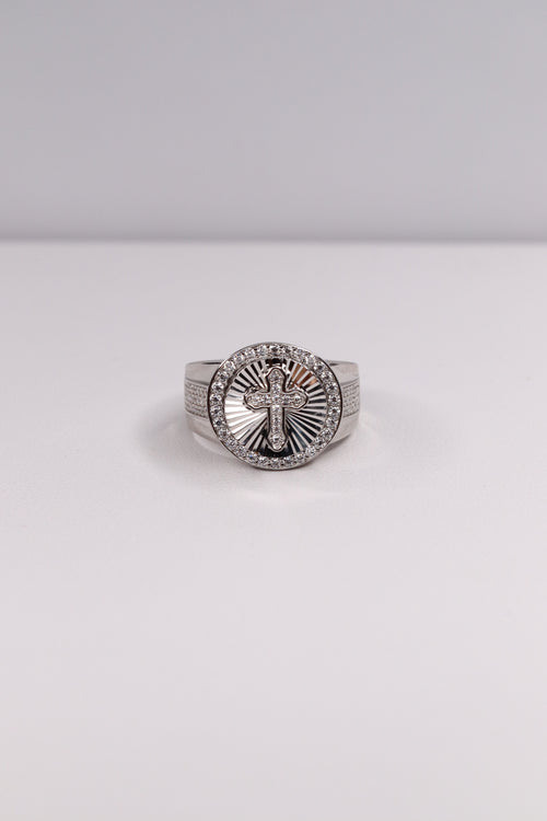 925 Sterling Silver Moissanite Cross Ring – Size 8