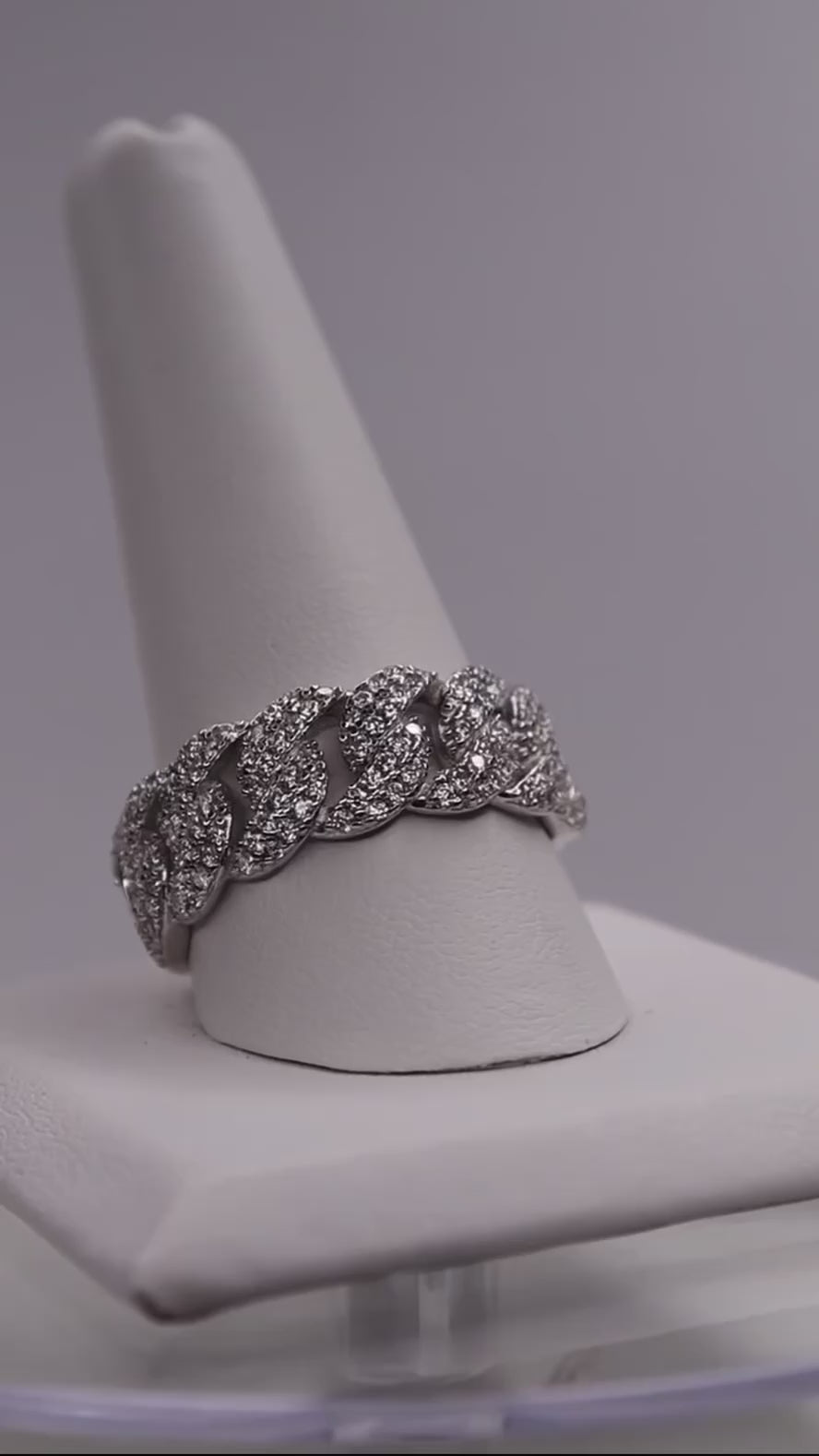 925 Sterling Silver Moissanite Cuban Link Ring – Size 11