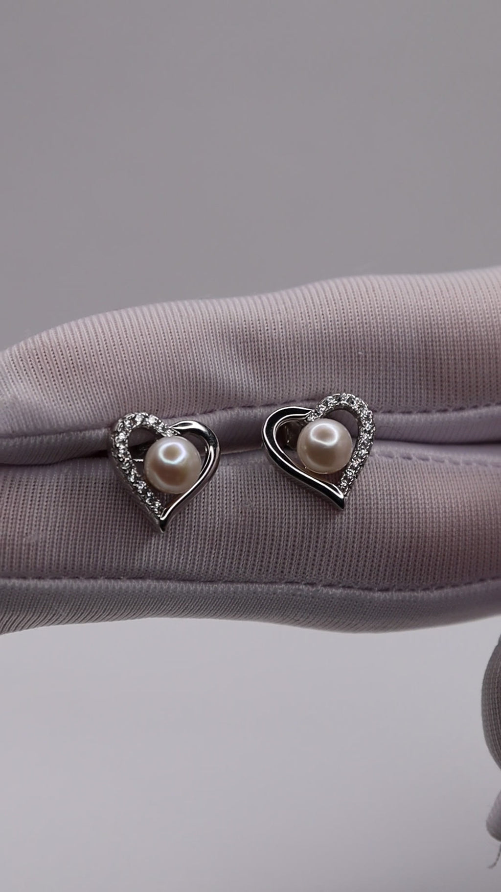 Pearl Embrace 925 Sterling Silver Heart Stud Earrings