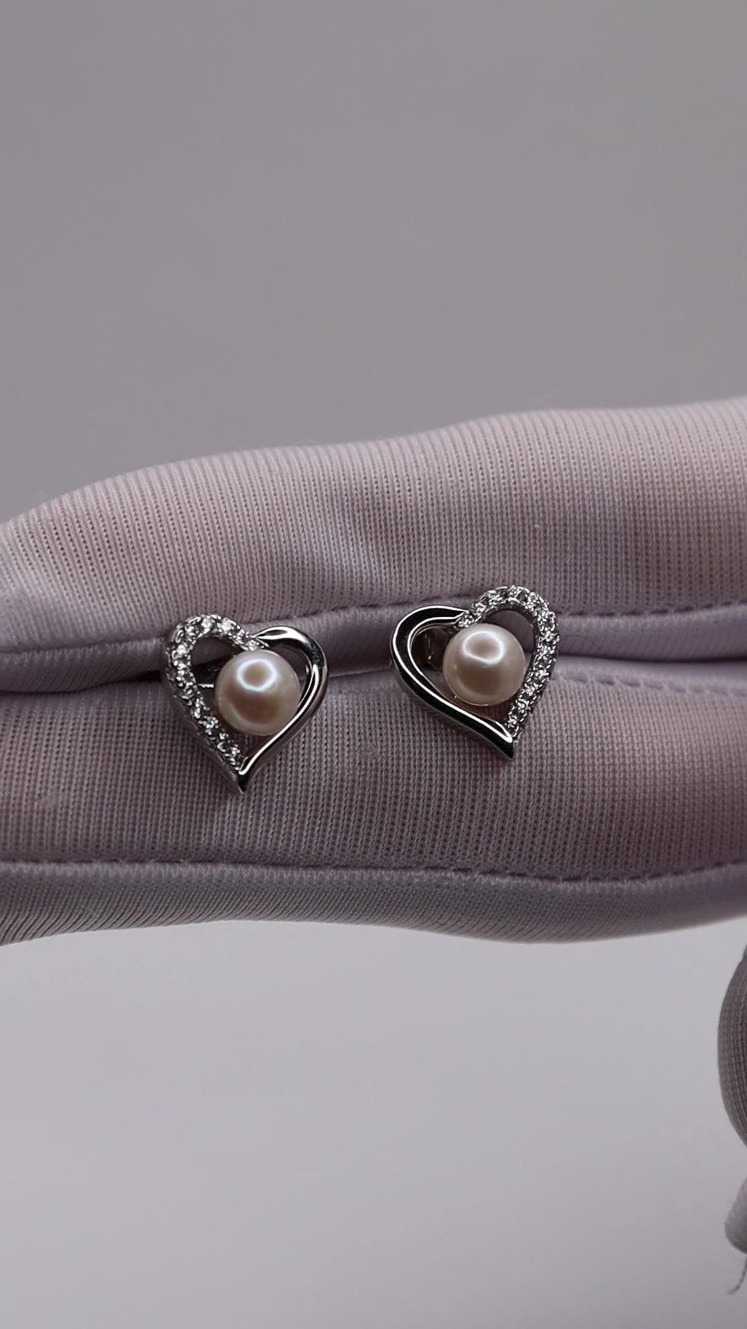 Pearl Embrace 925 Sterling Silver Heart Stud Earrings
