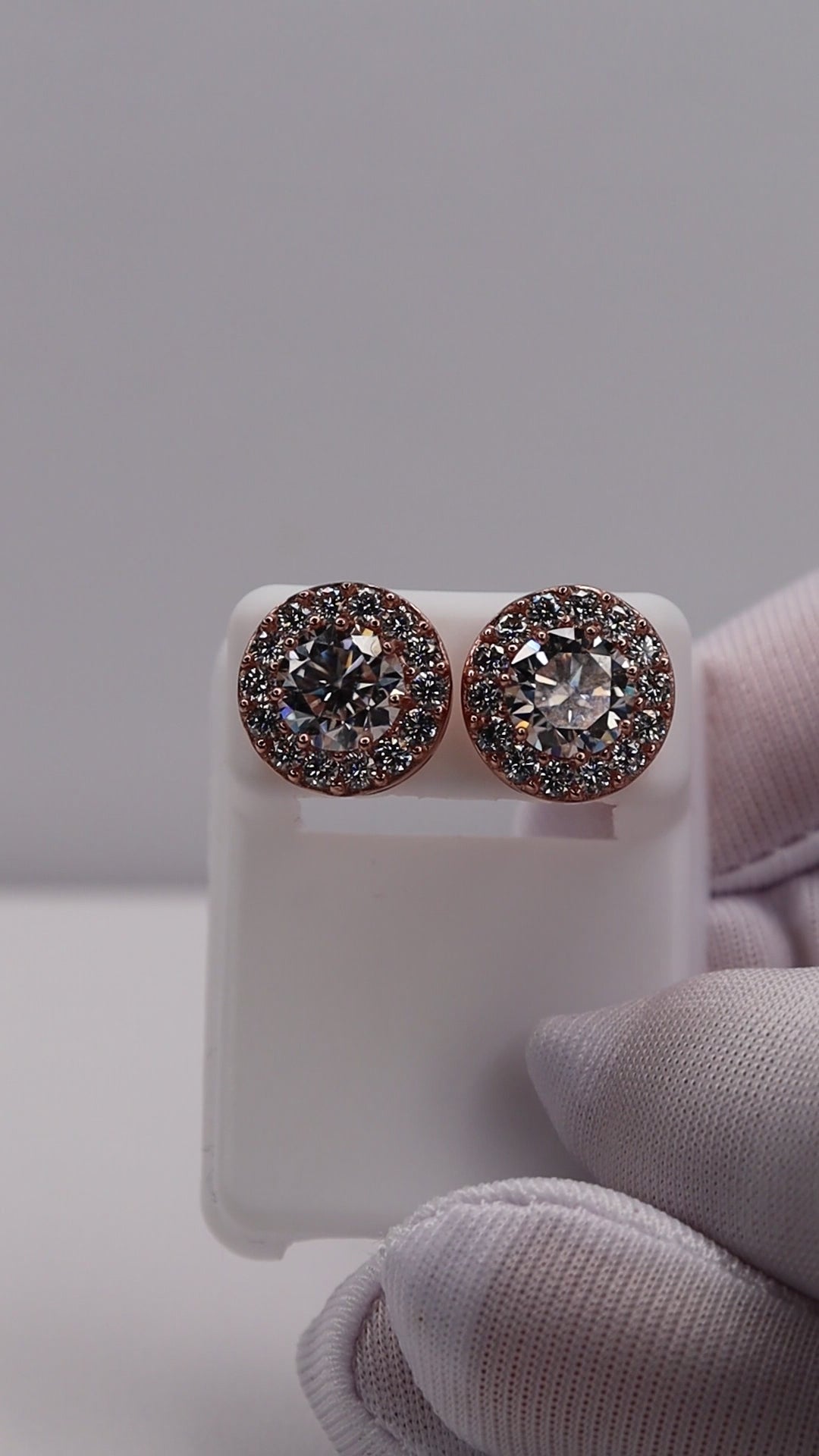 Rosé Halo Moissanite 10K Rose Gold-Plated 925 Sterling Silver Screw-Back Studs
