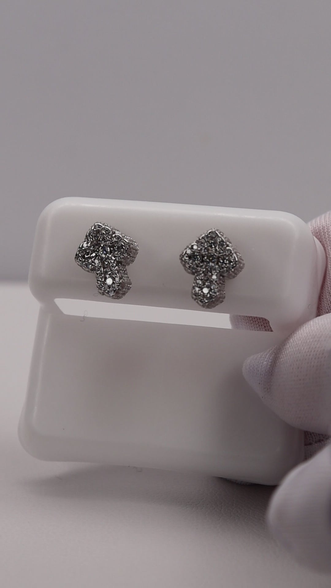 Cross Moissanite 925 Sterling Silver Screw-Back Studs